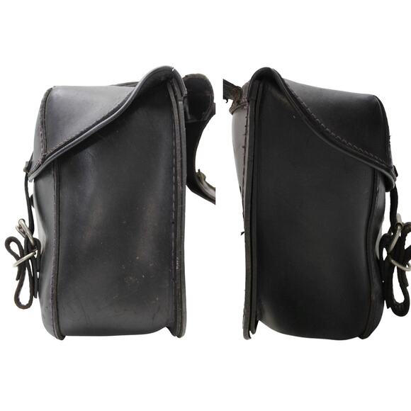 Vintage ACE Removable Black Leather Motorcycle Saddle Bags • Cruisers & Classics - Picture 3 of 7
